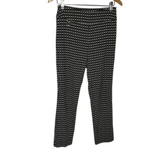 Joseph Ribkoff High Waisted Stretch Pullover Dress Pant Black White Print  Sz 6